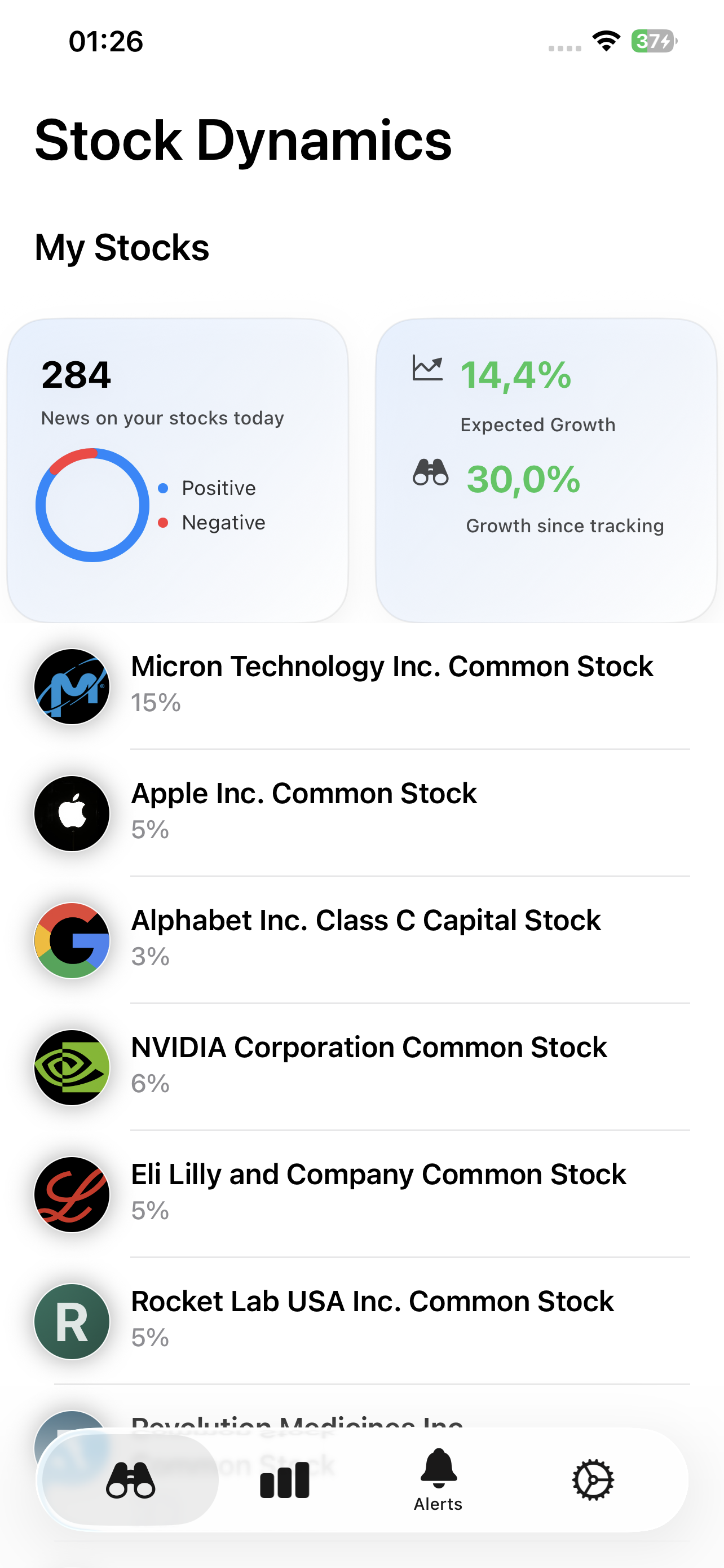 StockDynamics app screenshot